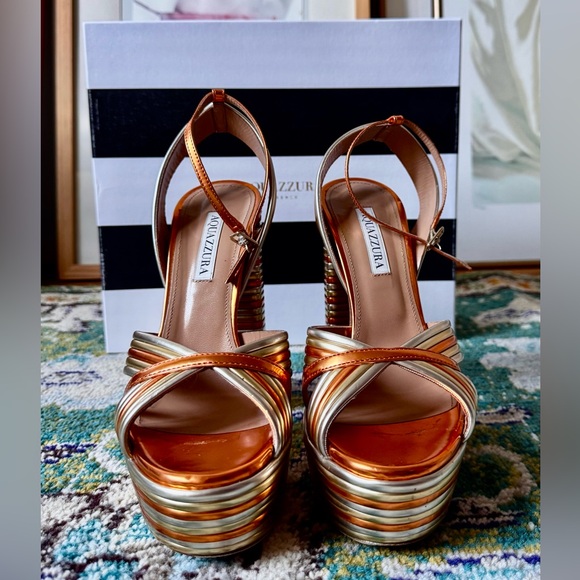 Aquazzura Shoes - Aquazzura Sundance 140mm platform Metallic Gold and Bronze Heels